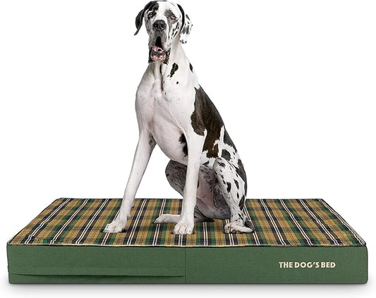 The Dog’s Bed Orthopedic Memory Foam Dog Bed, XXL Green Tartan 54x36, Pain Relief for Arthritis, Hip & Elbow Dysplasia, Post Surgery, Lameness, Supportive, Calming, Waterproof Washable Cover