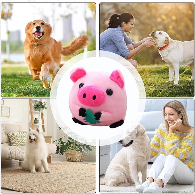 Active Moving Pet Plush Toy, Interactive Dog Toy Pet Bouncing Balls, USB Rechargeable Interactive Washable Cartoon Pig Plush Sound Electronic Dog Toy, Small Plush Sound Toys for Dogs (G)