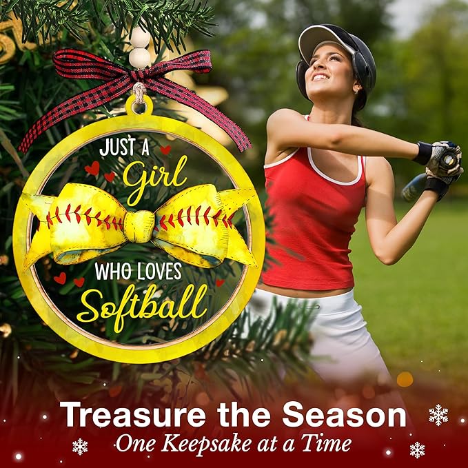 Softball Ornaments for Christmas Tree - Delightful Softball Gifts for Team, Perfect Ornaments for Girls 8-12, Featuring Pitcher and Catcher Ornament, Memorable Christmas Softball Gifts