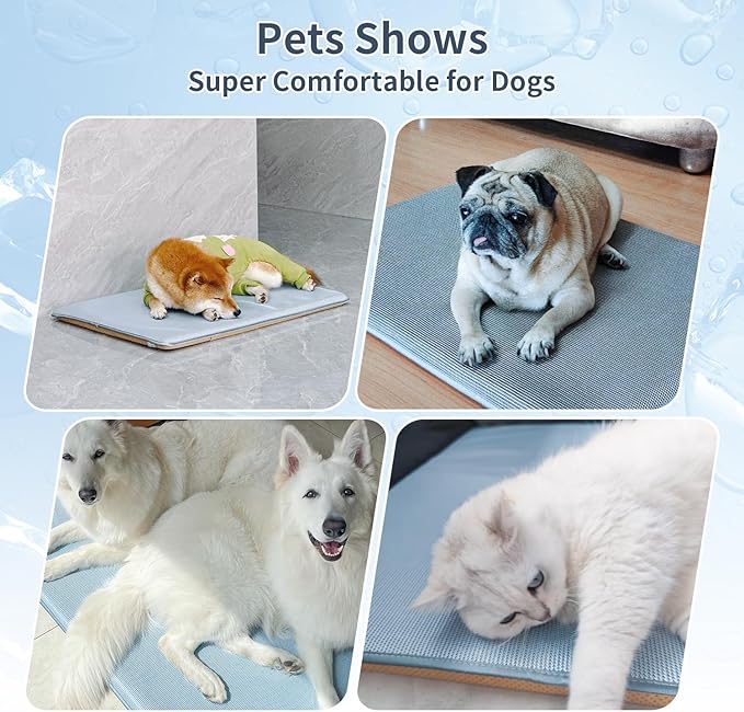 Cooling Pad for Dog Breathable Heat Dissipation Washable Non-Slip Dogs Bed Removable Pad Kennel and Crate Pad (Blue 36×23×1.2 inches)