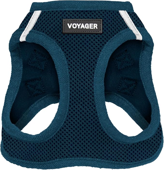 Best Pet Supplies Voyager Step-in Air Harness - All Weather Mesh, Reflective, No Pull Harness for Dogs, Cats - Secure with Hook & Loop Fastener, Buckle, Double D-Rings - Blue, S