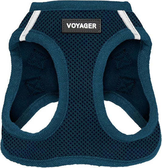 Best Pet Supplies Voyager Step-in Air Harness - All Weather Mesh, Reflective, No Pull Harness for Dogs, Cats - Secure with Hook & Loop Fastener, Buckle, Double D-Rings - Blue, S