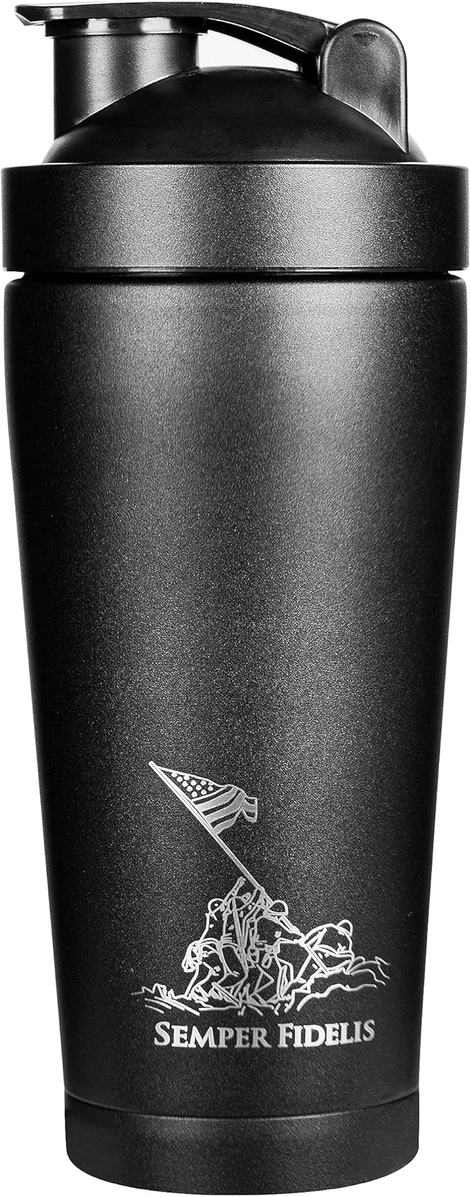 Military Gift Shop 24 oz Insulated USMC Shaker Bottle with Marine Corps Logo–24oz Water Bottle–Cup for Protein Shakes USMC Gifts | USMC Shaker Cup