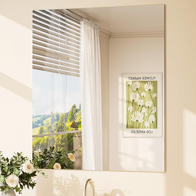 TETOTE Frameless Bathroom Mirrors 30" x 36" Frameless Mirror Bathroom Vanity Mirror for Bedroom, Living Room, Entryway, Gym, Horizontal/Vertical