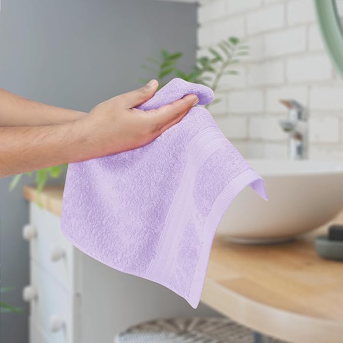 BOUTIQUO Ultra Soft Cotton 6 -Piece Hand Towel Set 16x24 Inch, Ideal for use in Bathroom, Kitchen, Gym, Spa & General Cleaning, Compact & Lightweight Multi Purpose Hand Towels - Purple