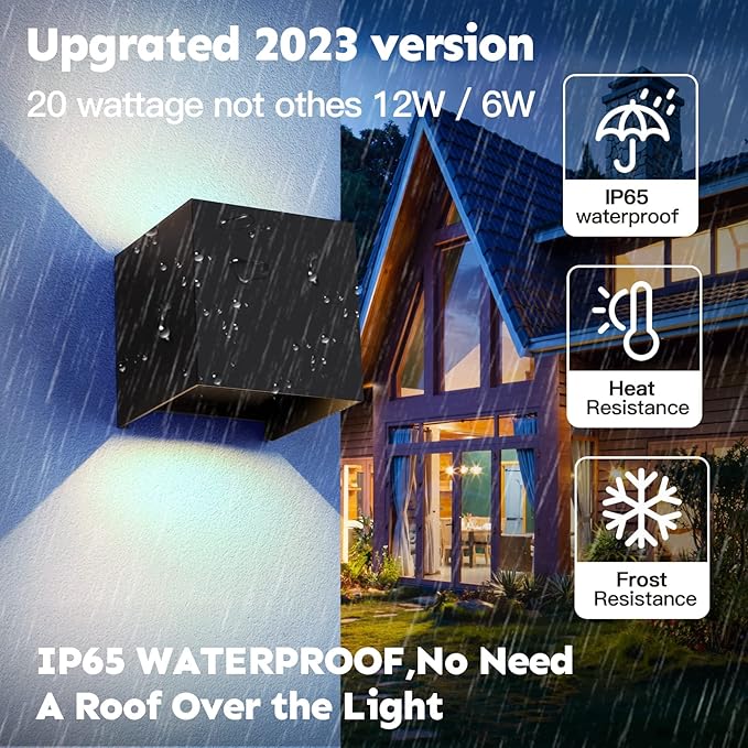 Outdoor Wall Lights Modern 20W LED Wall Pack Light Adjustable Up Down Light Beam Waterproof Outdoor Sconces Wall Lighting for Porch Patio Outdoor Porch Light 4.7 in. 3000K