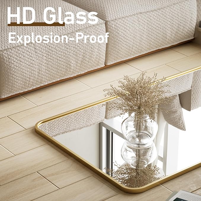 BEAUTYPEAK Gold Full Length Mirror, 71"x26" Rounded Corner Floor Mirror Standing Hanging or Leaning Against Wall, Suitable for Bedroom or Dressing Room