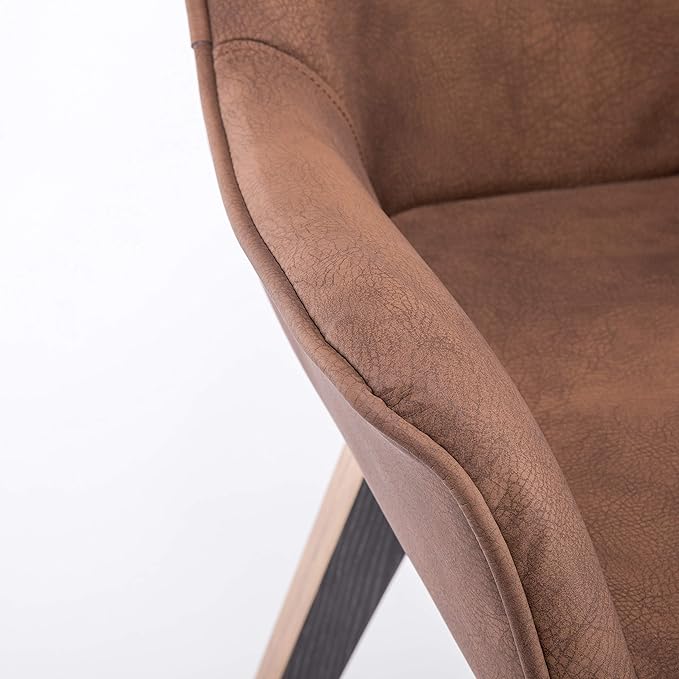 PU Leather Living Room Chairs with Arms Mid Modern Dining Chairs Set of 4 & 2 & 6 Kitchen & Dining Room Chairs Upholstered Accent Chairs Set of 2 (Brown, 2)