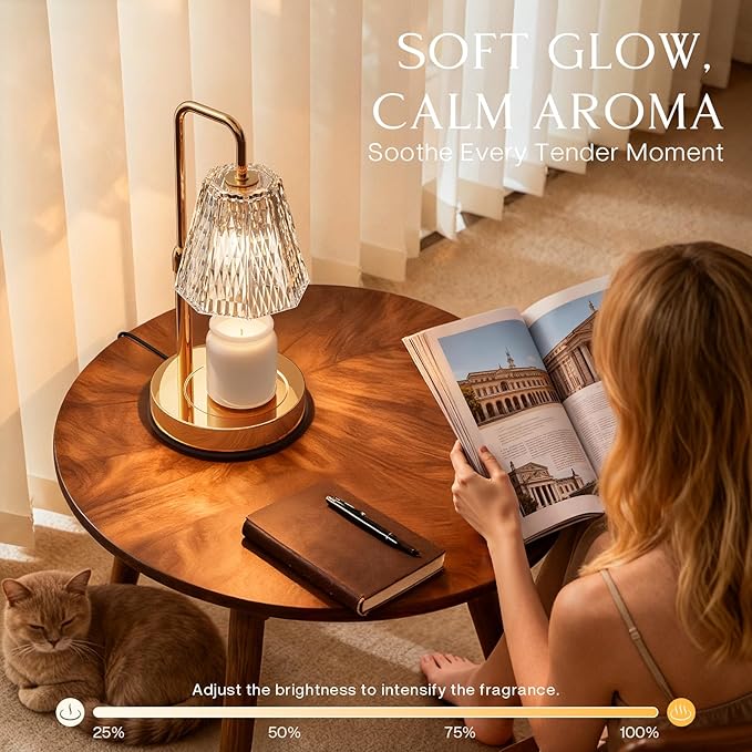 Candle Warmer Lamp with Timer – Dimmable Wax Warmer for Room Decor, Height Adjustable Candle Lamp for Mom, Birthday Gifts for Women, House Warming Gifts for New Home Decor with 2 Bulbs