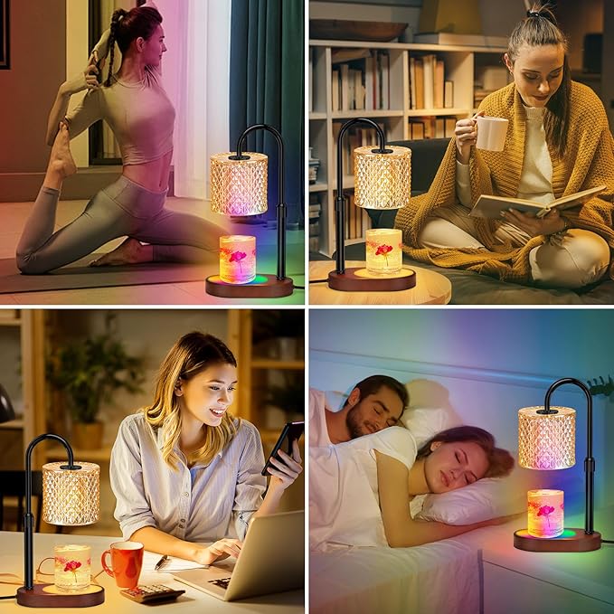 Candle Warmer Lamp with Timer, Dimmer Candle Lamp with RGB Light, Height Adjustable, Ideal Home Decor and Housewarming Gift for Mom, Women