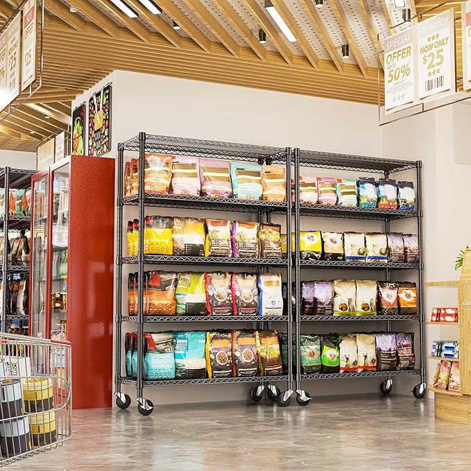 IZEUK Heavy Duty Garage Shelving, 5 Tier Wide Metal Storage Shelf Rack, Adjustable Utility Organizer for Basement, Garage, Black, 23.6" D x 53.1" W x 73.6" H