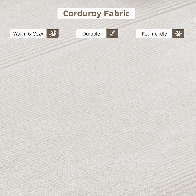 78.8''Convertible Sleeper Sofa Bed,Compressed Floor Boneless Couch,Modular Modern Corduroy Sofa for Living Room Bedroom -with Fixed-Shape Frame and Support Armrest,Easy Assembly(White