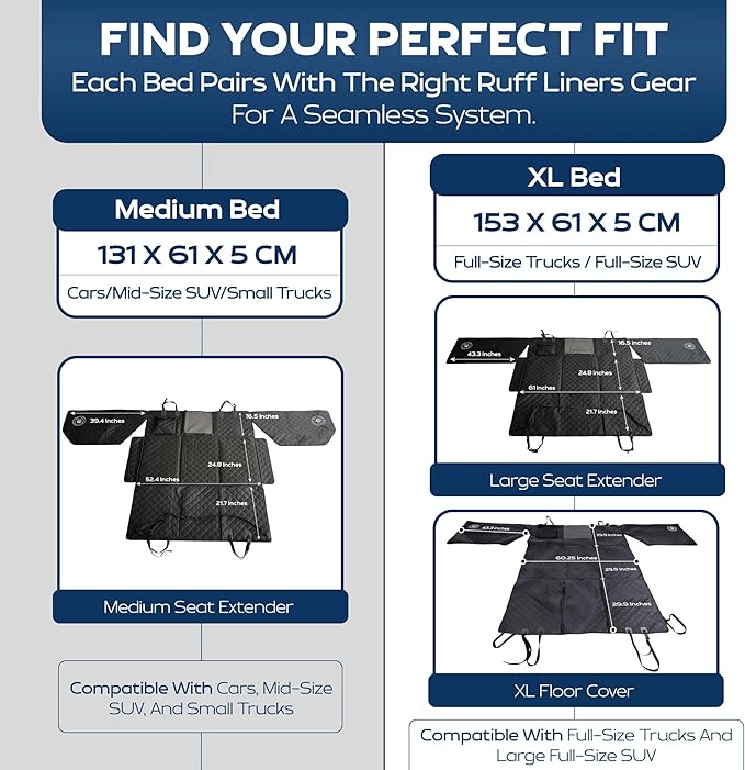 Dog Bed for Car Back Seat, Extra Large Black – As Seen on Shark Tank – Fits Large Seat Extender & XL Floor Cover – Waterproof, Machine-Washable – Dog Mat for Car with Rebound Foam Comfort