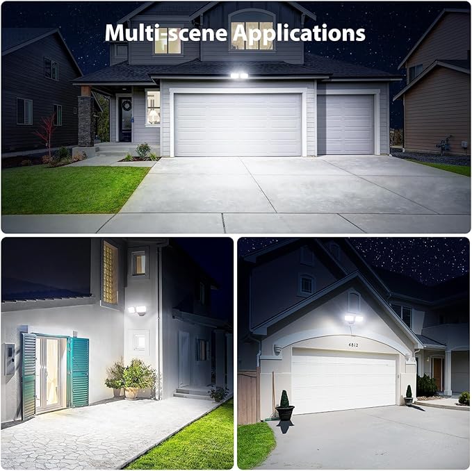 Onforu 3200LM Flood Lights Outdoor, 32W 6500K LED Security Light Switch Controlled, IP66 Waterproof Outdoor Lights, Wall Mount Exterior Flood Light with 2 Adjustable Heads Floodlights Outside