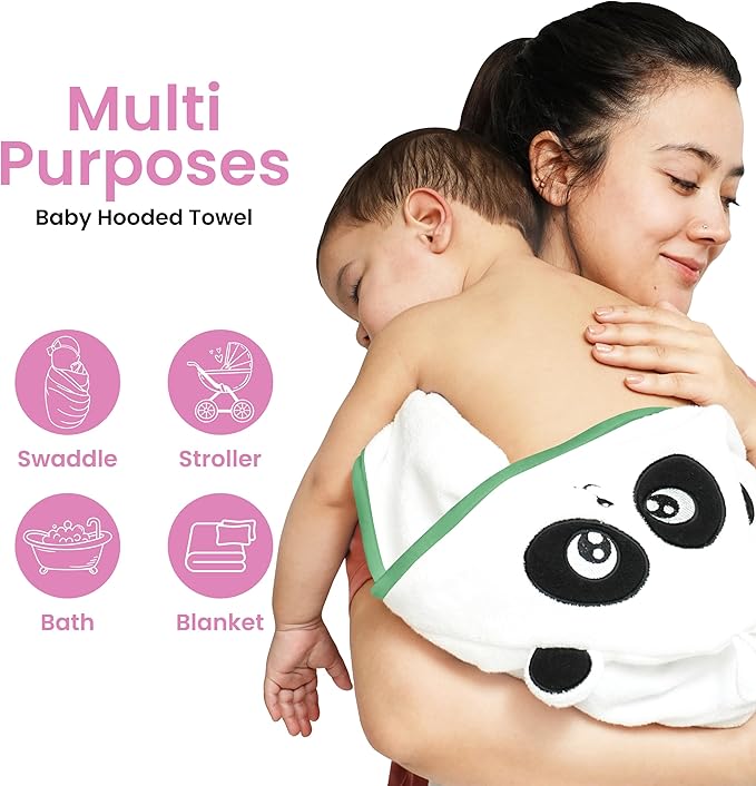 Zoane Creations 100% Fiber Hooded Baby Towels for Newborn – Ultra-Soft,Highly Absorbent, 500 GSM, 37 x 37 inches Perfect Cotton Baby Bath Towels Hooded for Newborns and Toddlers