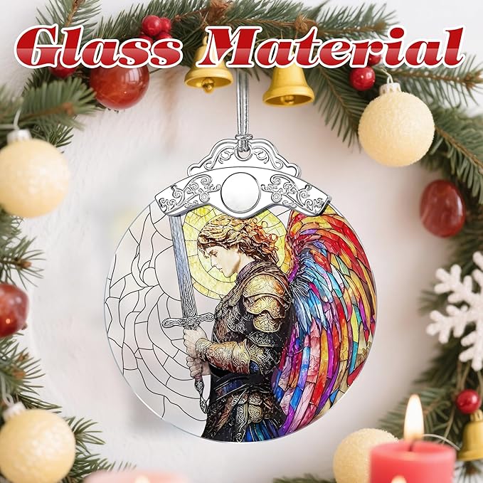 Archangel Michael Stained Glass Ornament - Christmas Ornaments | Christmas Decorations for Tree | Warrior Angel Decor – Christian Gifts | Faithful Gifts | Religious Gift