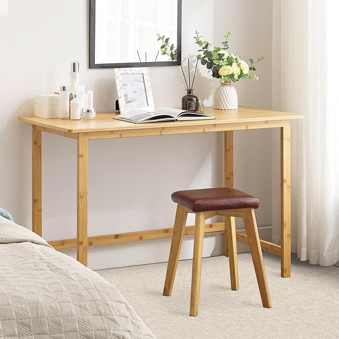 Nnewvante 47 Inch Computer Desk, Bamboo Writing Desk, Modern Simple Work Desk for Home Office, Gaming Desk Study Table