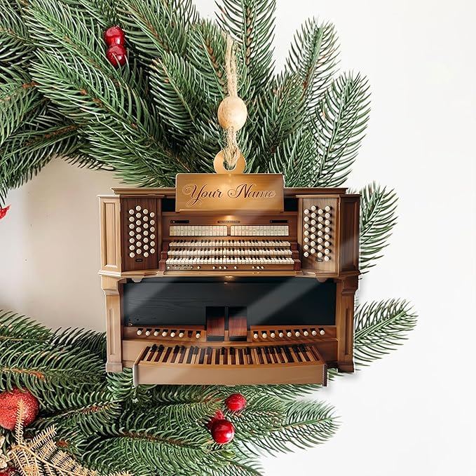 Mostefy Personalized Organ Christmas Ornament 2025, Custom Name Musical Instrument Holiday Decoration, Unique Pipe Organ Keepsake Gift for Musicians & Music Lovers (Organ4)