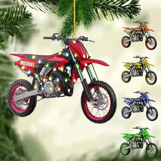 Personalized Dirt Bike Acrylic Ornament 2025, Personalized Christmas Tree Decoration, Unique Holiday Keepsake, Gift for Dirt Bike Lovers, Riders, Family Style 3