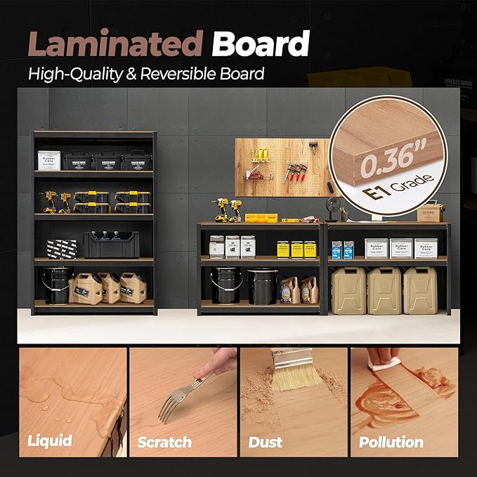 HOMEDANT House 48.1" W 5 Tier Heavy Duty Garage Shelving Adjustable Metal Rack Storage Shelves Standing Shelf Unit Organizers Industrial Warehouse Basement Black 1Pack