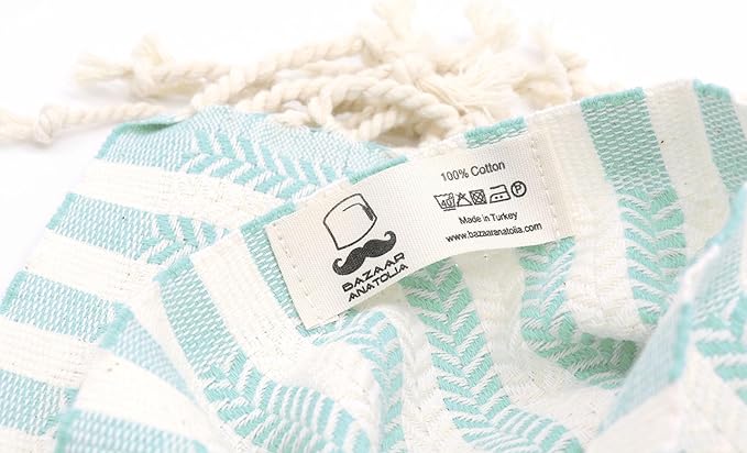 Bazaar Anatolia Turkish Beach Towel – 100% Cotton, Quick Dry, Sand Free Towel for Bathroom, Travel, Camping – Oversized 71x39 Inches – Arpa Mint