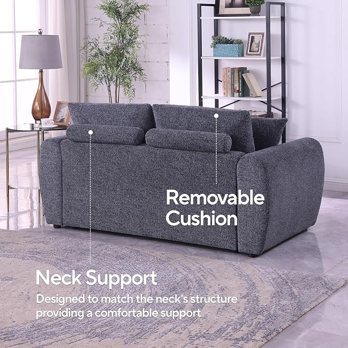 Modern Gray Chenille Fabric Sofa, 86.2" L x 35.4" W x 33.8" H, 3-Seater with Deep Seats and Wide Armrests