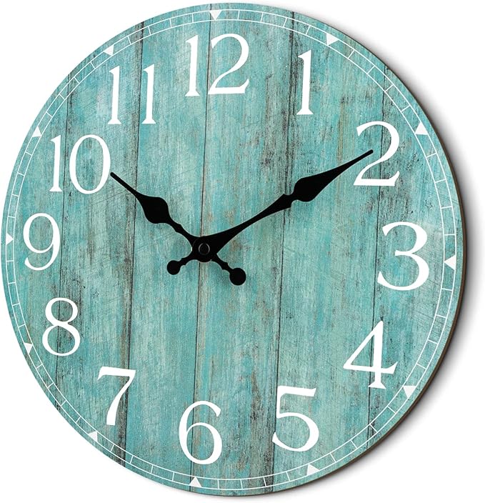 HYLANDA 14 Inch Teal Wall Clock - Silent, Non-Ticking, Battery Operated, Decorative, Unisex