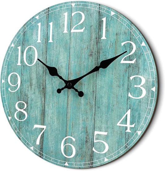 HYLANDA 14 Inch Teal Wall Clock - Silent, Non-Ticking, Battery Operated, Decorative, Unisex