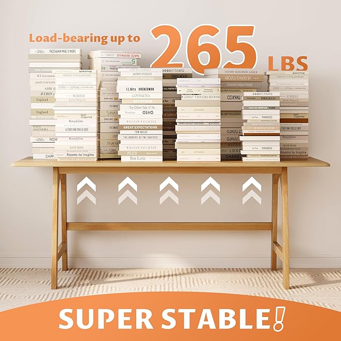 IOTXY Solid Wood Writing Table - 48" W x 24" D Minimalist Computer Desk for Home Office, Work, Study, Creativity, and PC Workstation, Oak