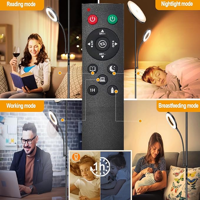 Floor Lamp, Upgraded 42W 4000LM Super Bright LED Floor Lamp for Living Room Bedroom, Dimmable Standing Reading Floor Lamps with Remote & Touch Control