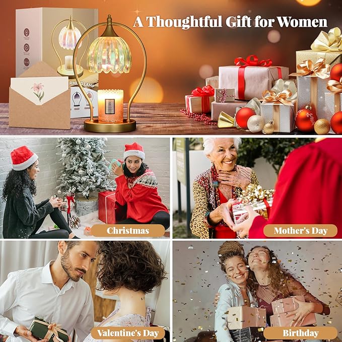 Candle Warmer Lamp with Timer: Dimmable Scented Candle Warmer Aromatherapy Lamp for Home Decor, Mothers Day Gifts for Mom, Ideal Housewarming Birthday Wax Warmer Light Gift, Includes 2 Bulbs