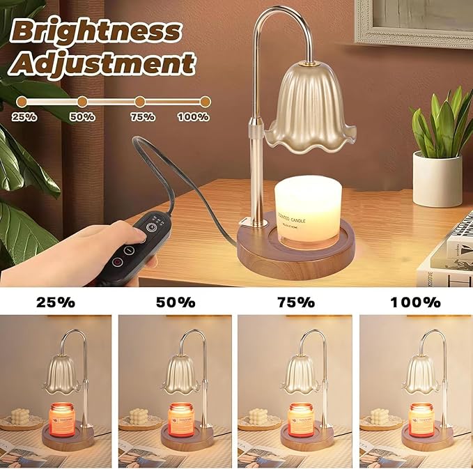 2Pack Electric Timer Candle Warmer Light,with Bracket Dimmable Candles Wax Glass Warmers Lamps for Jar Candles Burner No Flame Scented Melting Warming Lantern Adjustable Height(50W*4PCS)