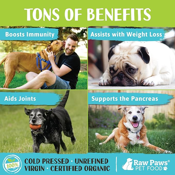 Raw Paws Virgin Organic Coconut Oil for Dogs & Cats, 4-oz - Treatment for Itchy Skin, Dry Nose, Paws - Hot Spot Lotion - Natural Hairball Remedy for Cats