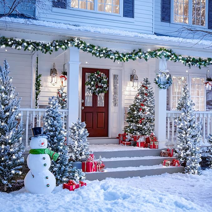 JMEXSUSS 2 Pack Solar String Lights Outdoor Waterproof, Total 400 LED 151FT Solar Christmas Lights Outdoor, 8 Modes White Solar Light for Outside Yard Patio Tree Garden Christmas Decorations