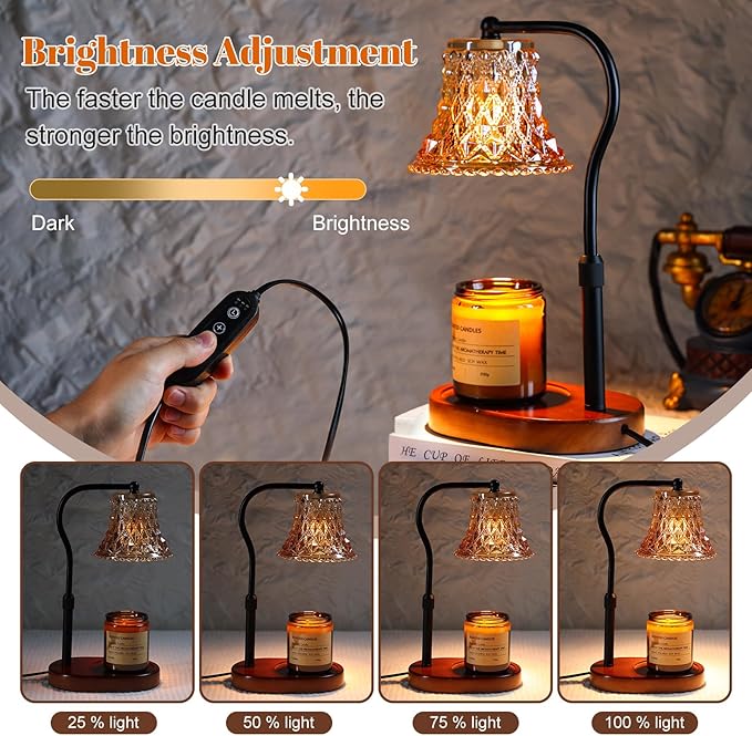 Candle Warmer Lamp with Candle Melter, Electric Candle Lamp Warmer, with Timer & Dimmer Height Adjustable Scented Candles, Mother's Day Christmas Gift for Mom, Candle Warmer Lamp Bulbs for Home Deco