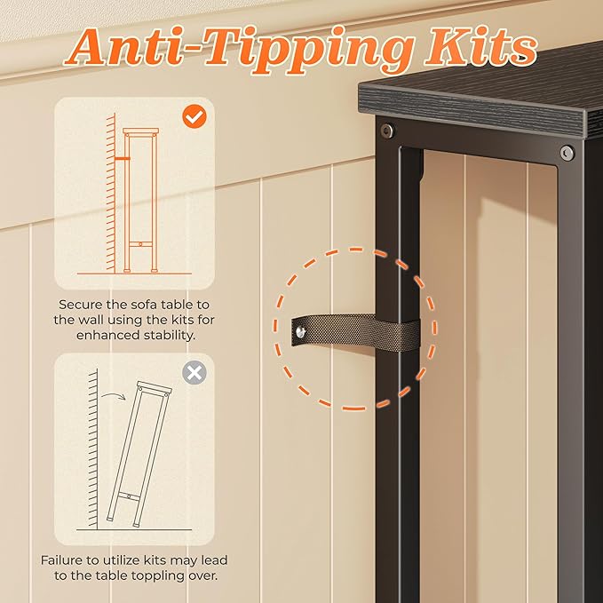 SUPERJARE 79 Inch Sofa Table with 2 Power Outlets and USB-C Ports, 5.9 Inch Narrow Console Table with Storage, Long Entryway Hallway Couch Table Behind Sofa, Small Spaces, Living Room, Black