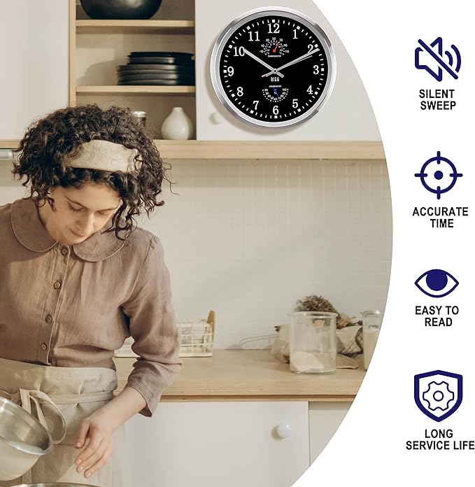 HITO 14 Inch Silent Wall Clock Battery Operated, Large Wall Clock for Living Room Decor, Office, Classroom, Bedroom