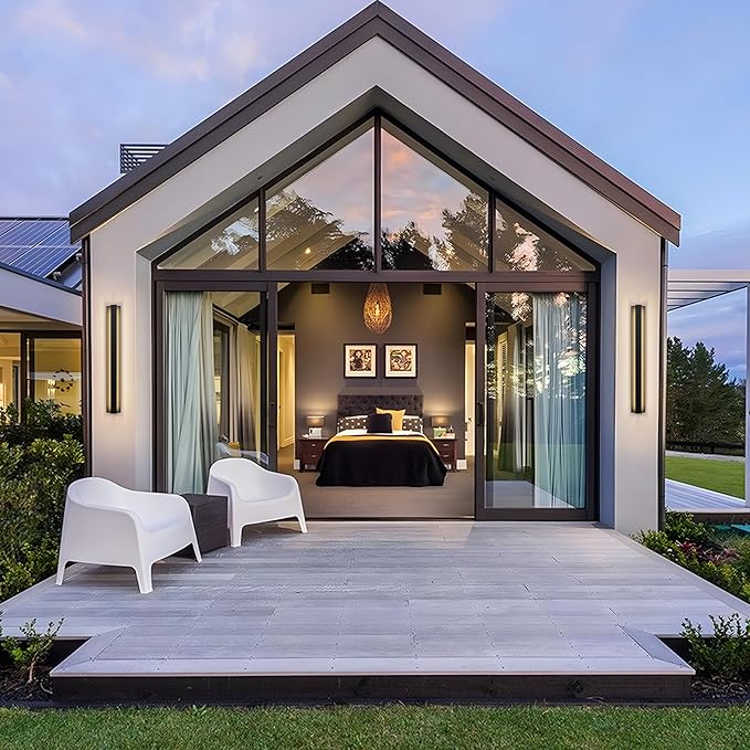 LamQee 39.4 Inch Long Outdoor Wall Lights Modern Exterior Lighting Fixtures, 3000K 30W LED Linear Outdoor Wall Sconce, Contemporary Matte Black Outside Wall Mount Lights for House Garage Porch Patio