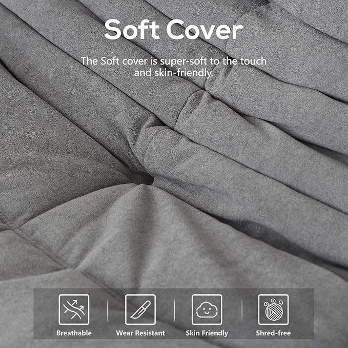 N&V Fireside Armless Floor Sofa, Mid Century Soft Premium Microfiber Lounge Chair, Foam Accent for Living Room Bedroom and Office (Single, Grey)