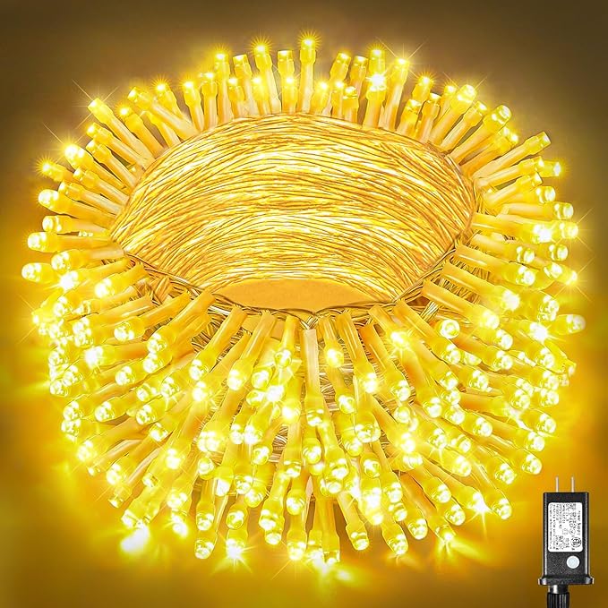 300 LED Christmas Lights Outdoor Indoor 100ft Connectable Warm White Christmas Lights 8 Modes Clear Wire Waterproof, Plug in Twinkle Fairy String Light for Bedroom Wedding Party Xmars Tree Decorations