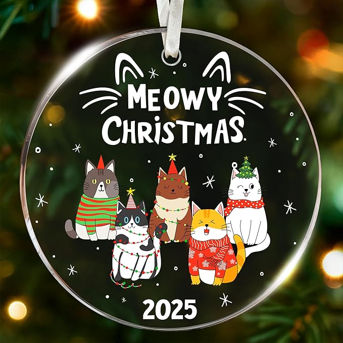 Cat Ornament - Christmas Tree Decorations for Cat Lovers, 2025 Kitty Christmas Ornaments, Unique cat Ornaments for a Festive Celebration, Ideal for Adding Feline Fun to Your Holiday Decor