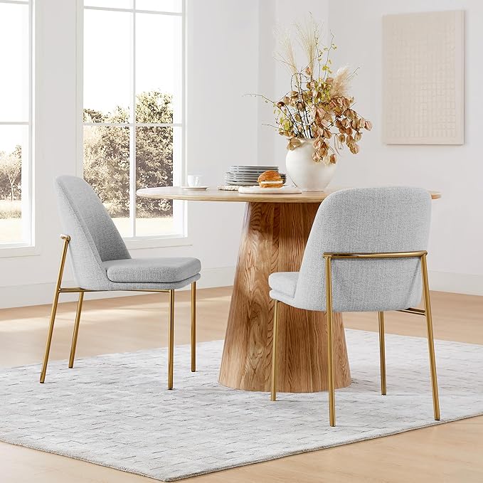 CHITA Modern Dining Chairs Set of 2, FSC Certified Metal Dining Chair for Dining Room, Light Gray