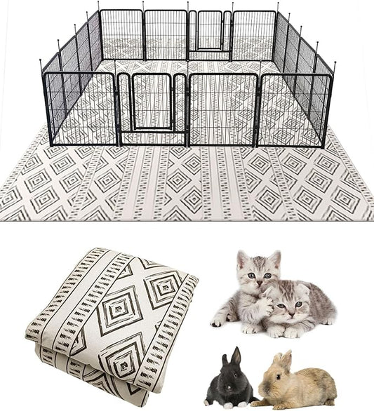 BNOSDM 91" X 63" Washable Bunny Cage Liners Large Rug for Rabbits Large Non Slip Pad for Bunnies Resuable Rabbit Liner for Chinchillas Cats