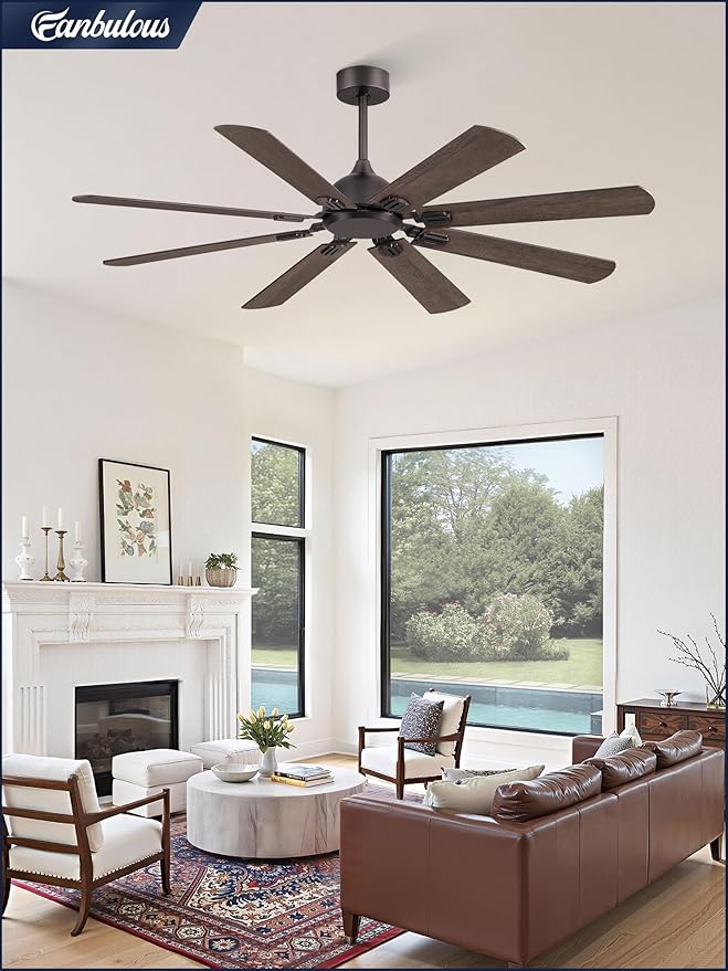Fanbulous 62 Inch Ceiling Fans No Light with Remote, Modern Ceiling Fan without Light, Dual Finish 8 Blades, Reversible DC Motor, 6 Speed, Large Ceiling Fan for Indoor or Covered Outdoor, Oil Bronze