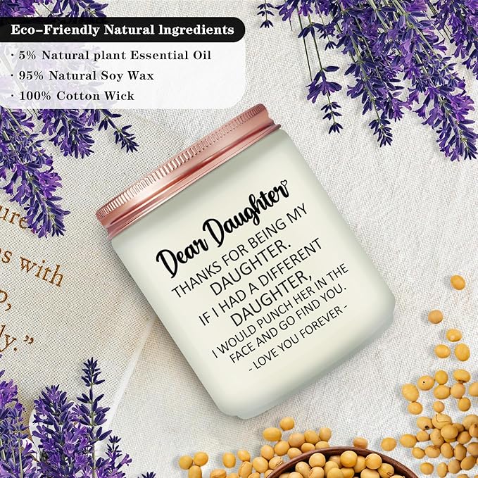 Daughter Gifts from Mom, Dad - Christmas Mothers Day Birthday Gift for Daughter - Lavender Scented Candle