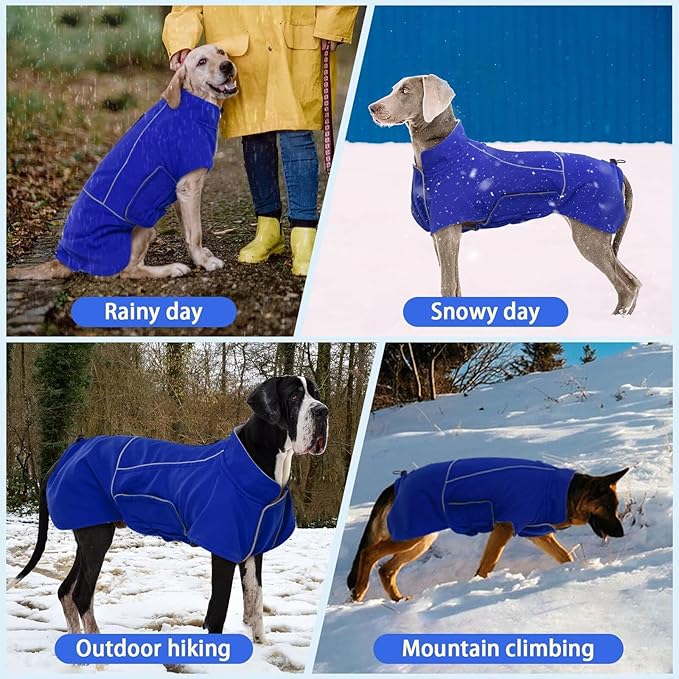 MIGOHI Dog Coat,Dog Jacket Waterproof,Winter Coat Windproof,XXL Fleece Jacket for Dogs Boy Girl,Cold Weather Coats for Dogs Hiking Camping,Golden Retriever,Labrador,Weimaraner,2XL,Blue