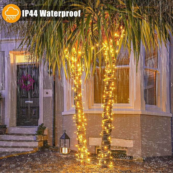165FT 500 LED Christmas Lights Outdoor Indoor, Connectable Warm White Christmas Lights 8 Modes Clear Wire Waterproof Plug in Twinkle Fairy String Light for Classroom Wedding Tree Bedroom Decorations