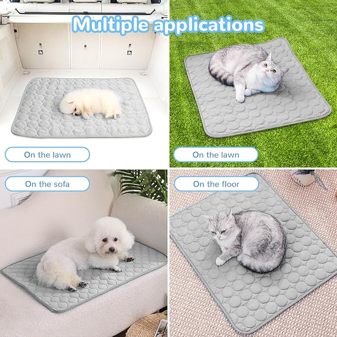 2025 New Dog Cooling Mat, Pet Cooling Mats, Summer Cool Pads Pet Mat Outdoor for Dogs & Cats, Pet Bed Mats Machine Washable(Grey, XL: 100×75 cm 39×30")