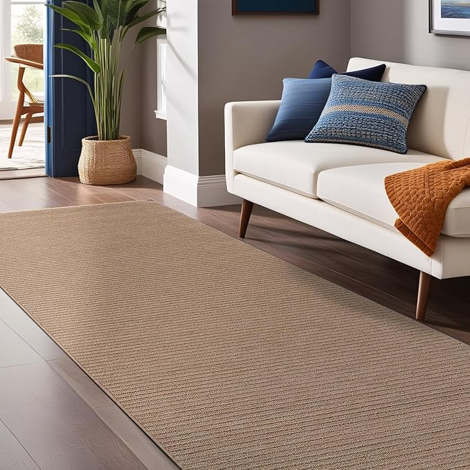Non Slip Beige Solid Rubber Back Thing Runner Rugs for Living Room 2x10 for Kitchen, Rug for Bedroom and Hallway, Stain Resistant Easy Cleaning Non Shedding Carpet Beige 2 x 10