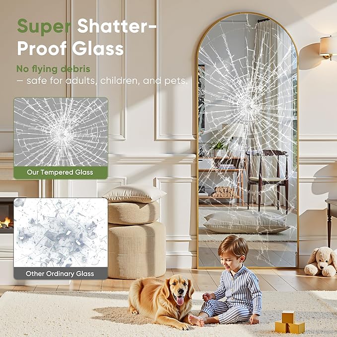 Full Length Mirror, 59"x18" Arched Full Body Mirror, Floor Mirrors with Stand, Body Mirrors Standing Hanging Leaning Against Wall,Aluminum Frame Mirrors for Bedroom Cloakroom,Living Room,Gold